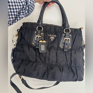 Prada Black Gathered Shoulder Bag